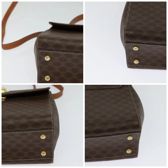 CELINE Macadam Canvas Hand Bag PVC Leather 2way Brown Gold - Picture 16 of 16